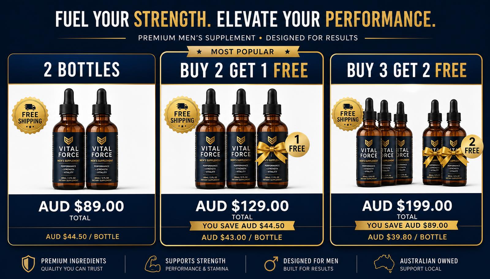 Prime Man Australia bundle pricing options with free shipping